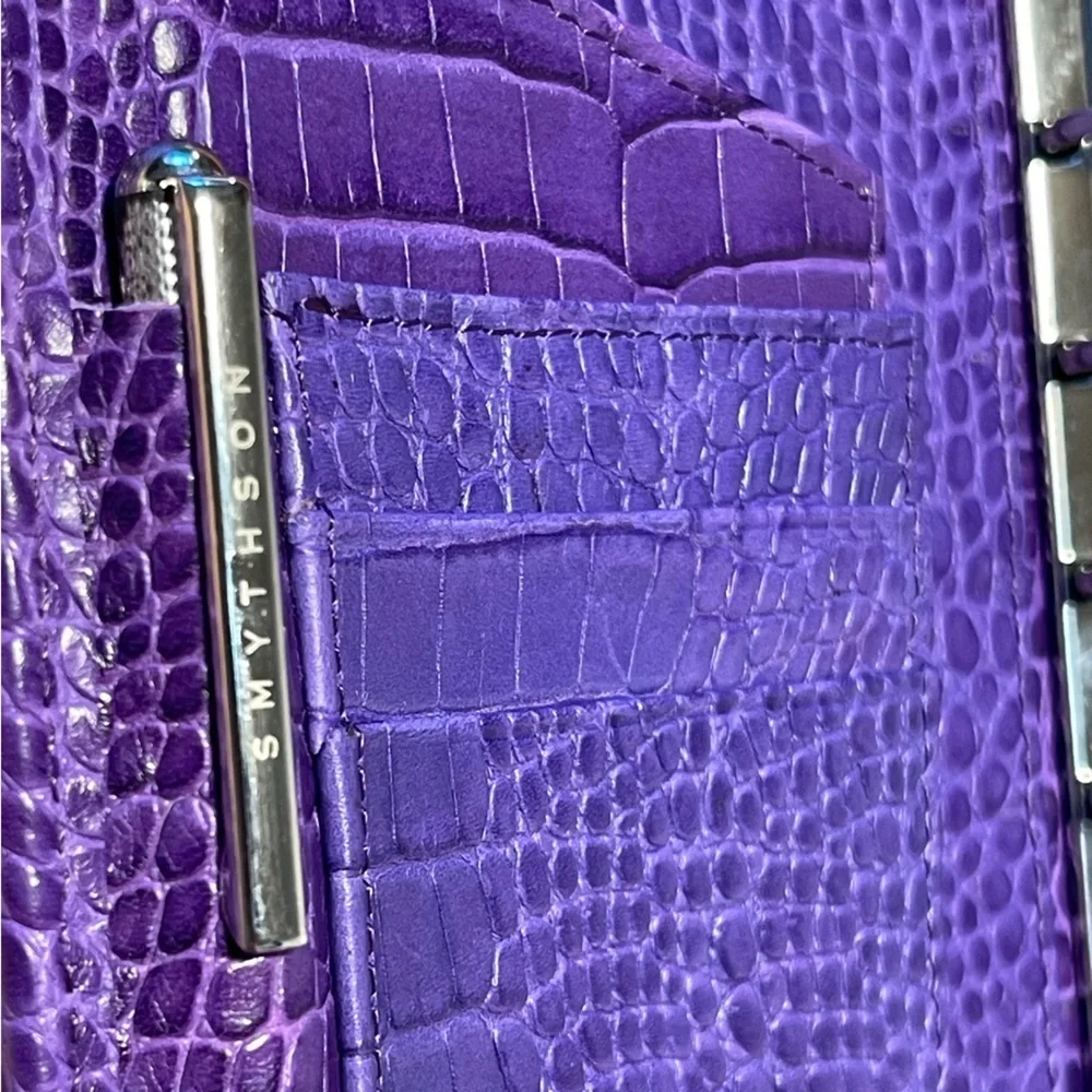 Smythson of Bond Street Bijou Organizer | Mara Purple Crocodile-Embossed Leather